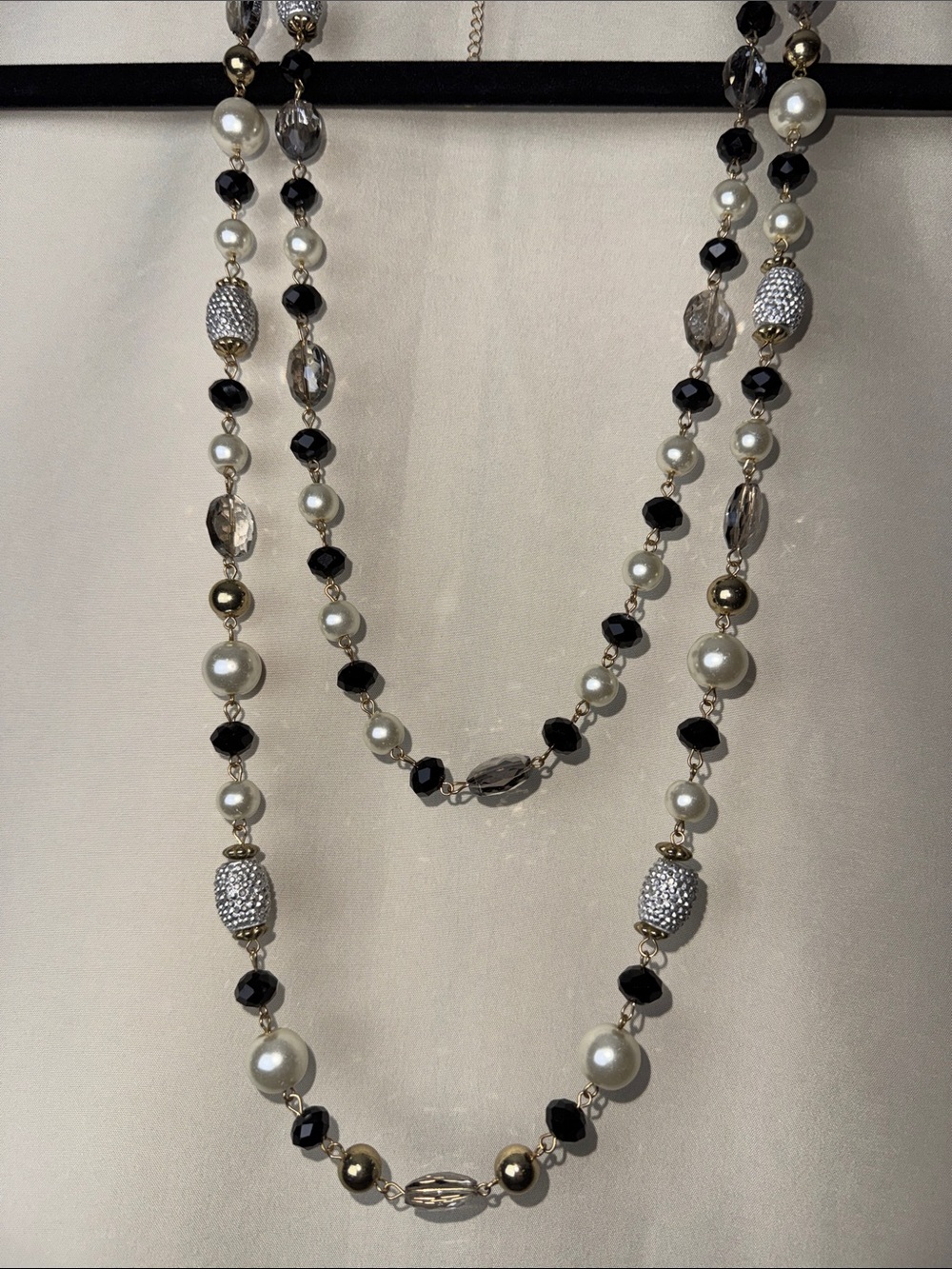 Two-Strand Pearl and Bead Necklace - Picture 4 of 9